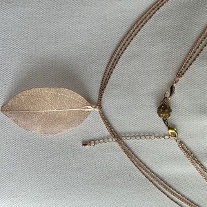 Copper leaf necklace. Nature inspired design with realistic leaf details